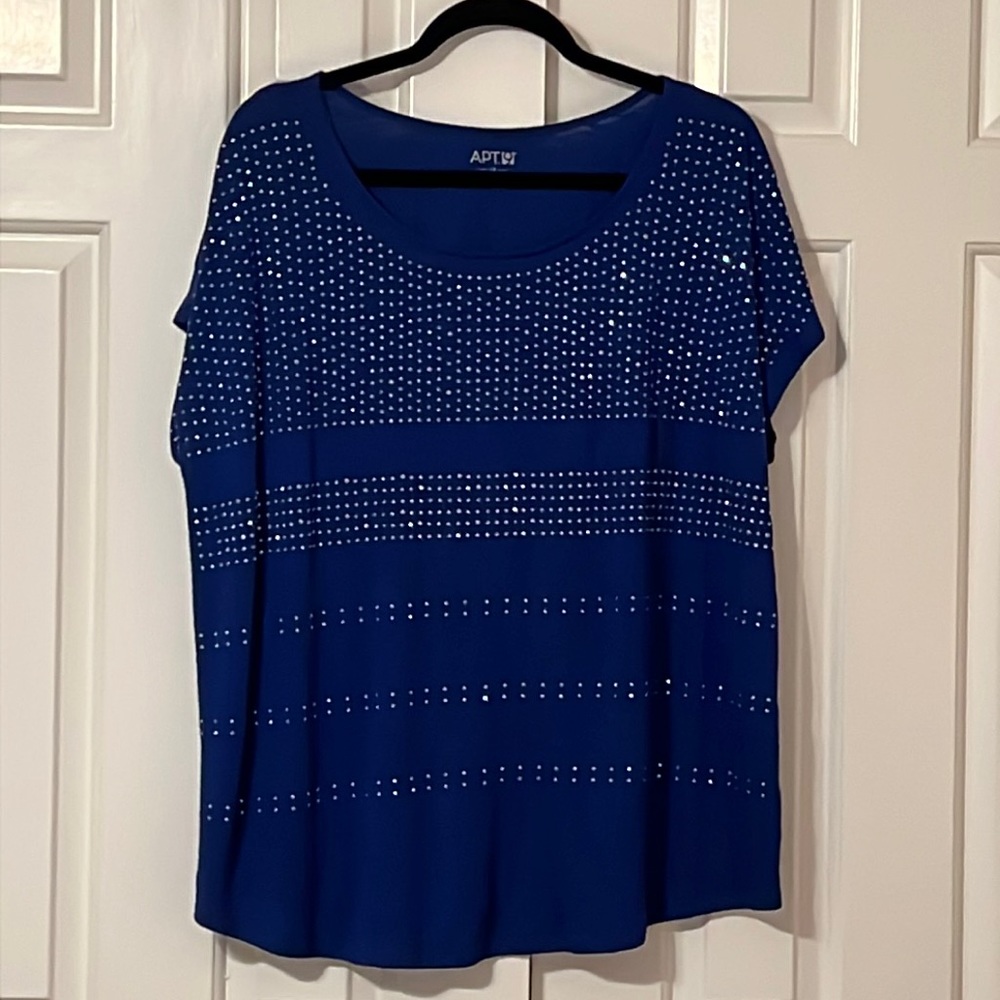 Blue sparkly blouse. 1X